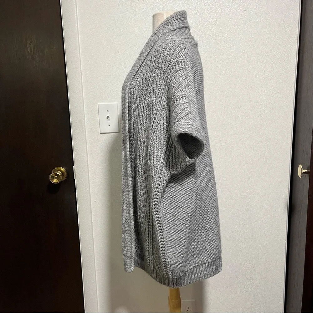 Anthropologie Gray Chunky Knit Open Cardigan - Picture 2 of 7